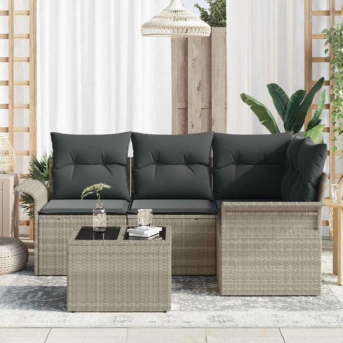 Set de canapele pentru grădină 5 pcs Gri deschis Rattan poli - WALTI WALTI