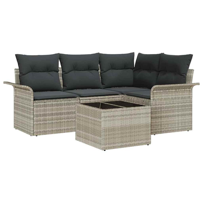 Set de canapele pentru grădină 5 pcs Gri deschis Rattan poli - WALTI WALTI