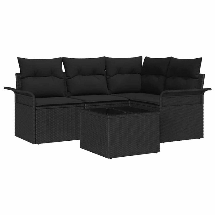 Set de canapele pentru grădină cu pernă 5 pcs Negru Rattan poli - WALTI WALTI