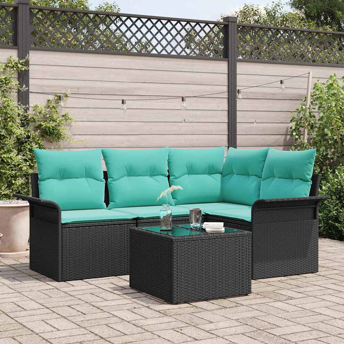 Set de canapele pentru grădină 5 pcs Negru poliratan - WALTI WALTI