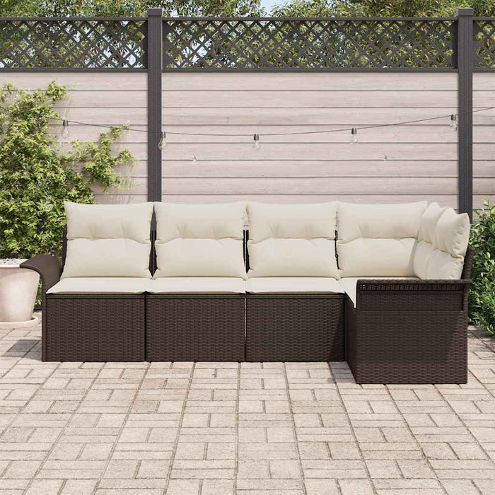 Set de canapele pentru grădină cu pernă 5 pcs Maro Rattan poli - WALTI WALTI