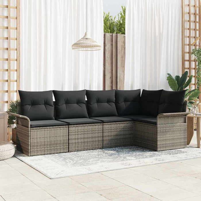 Set de canapele pentru grădină cu pernă 5 pcs Gri Rattan poli - WALTI WALTI