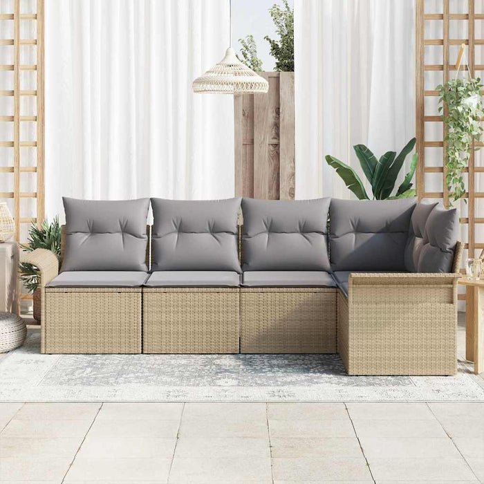 Set de canapele pentru grădină cu pernă 5 pcs Bej Rattan poli - WALTI WALTI