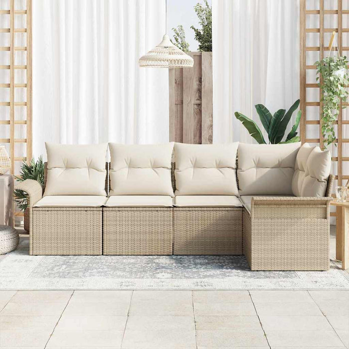 Set de canapele pentru grădină cu pernă 5 pcs Bej Rattan poli - WALTI WALTI