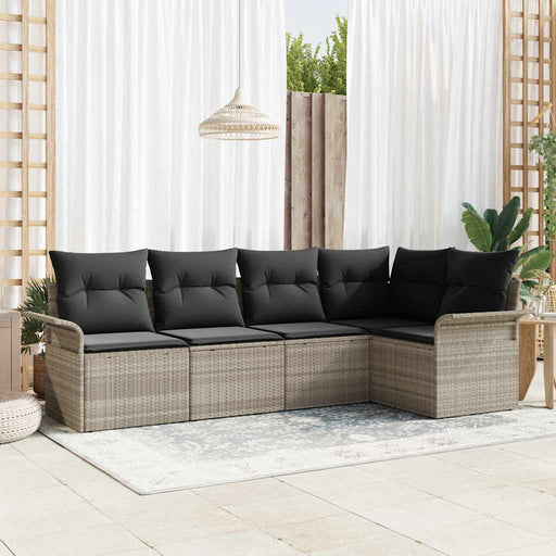 Set de canapele pentru grădină 5 pcs Gri deschis Rattan poli - WALTI WALTI