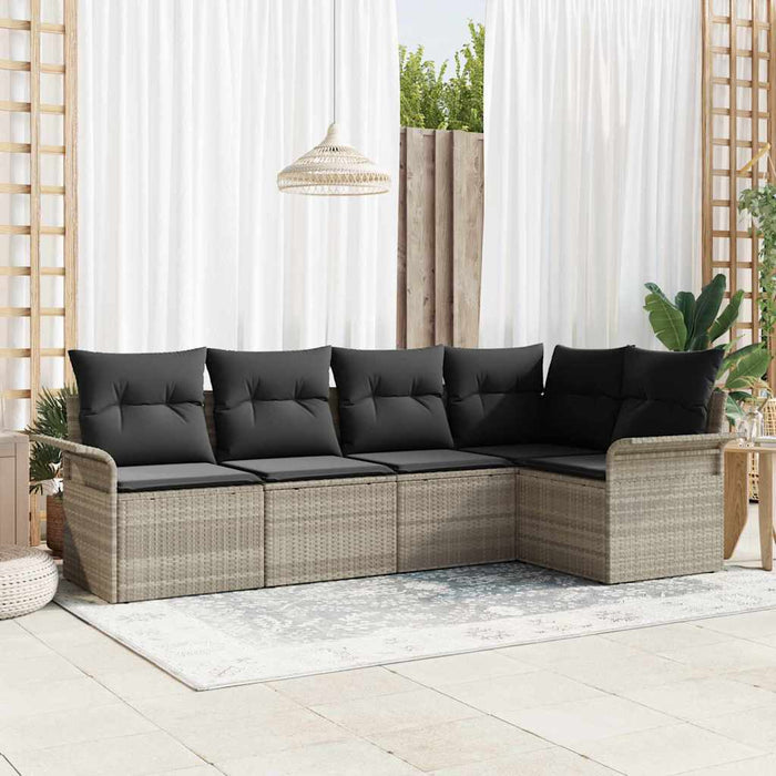Set de canapele pentru grădină 5 pcs Gri deschis Rattan poli - WALTI WALTI