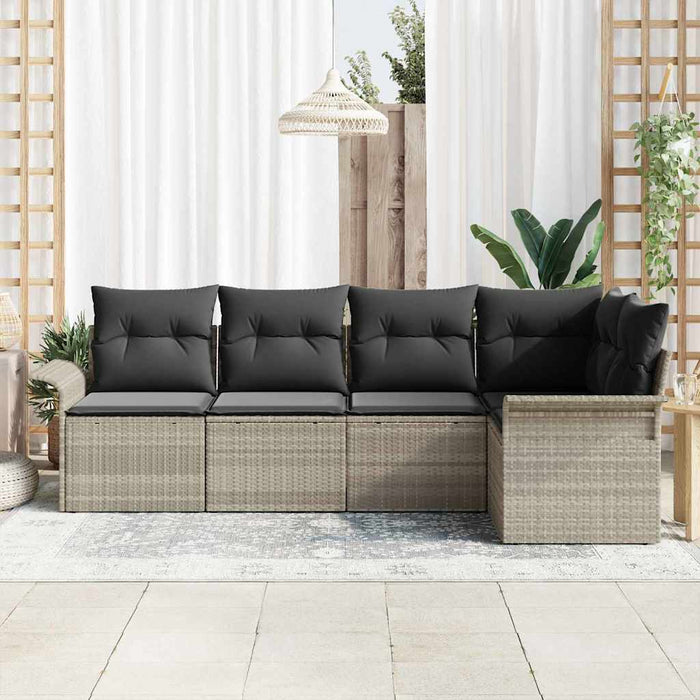 Set de canapele pentru grădină 5 pcs Gri deschis Rattan poli - WALTI WALTI