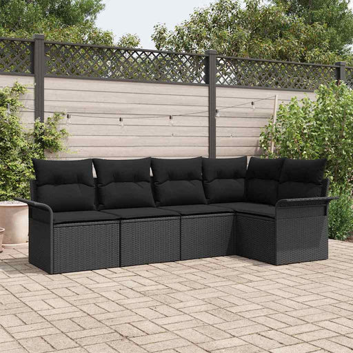 Set de canapele pentru grădină cu pernă 5 pcs Negru Rattan poli - WALTI WALTI