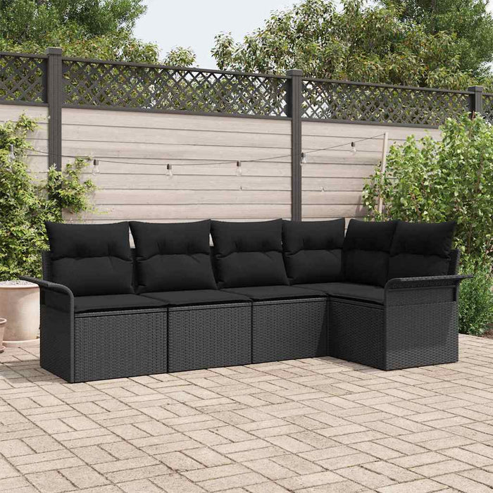 Set de canapele pentru grădină cu pernă 5 pcs Negru Rattan poli - WALTI WALTI