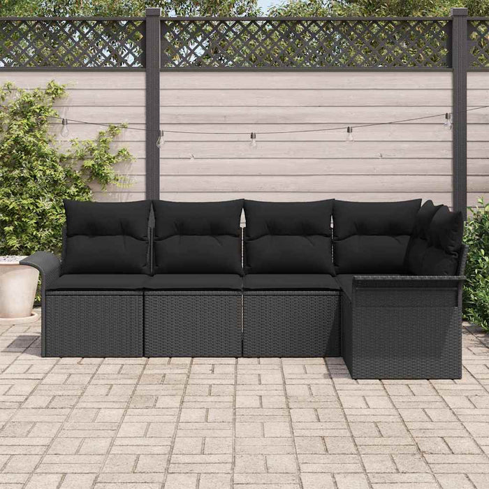Set de canapele pentru grădină cu pernă 5 pcs Negru Rattan poli - WALTI WALTI