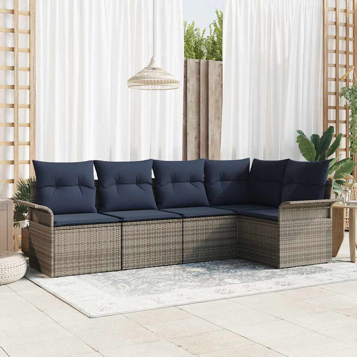 Set de canapele pentru grădină 5 pcs Gri poliratan - WALTI WALTI