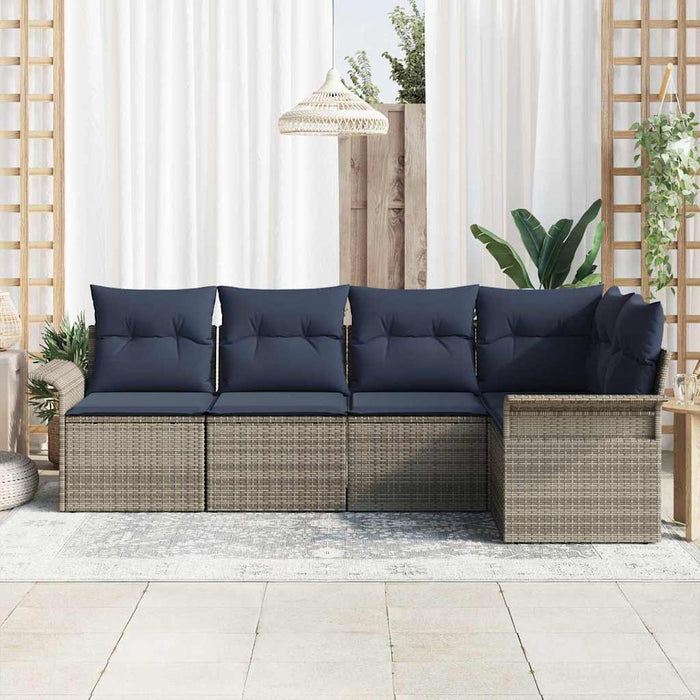 Set de canapele pentru grădină 5 pcs Gri poliratan - WALTI WALTI