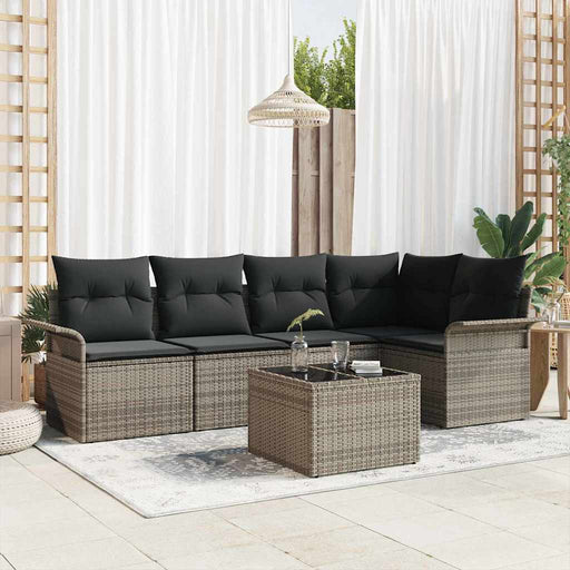 Set de canapele pentru grădină cu pernă 6 pcs Gri Rattan poli - WALTI WALTI