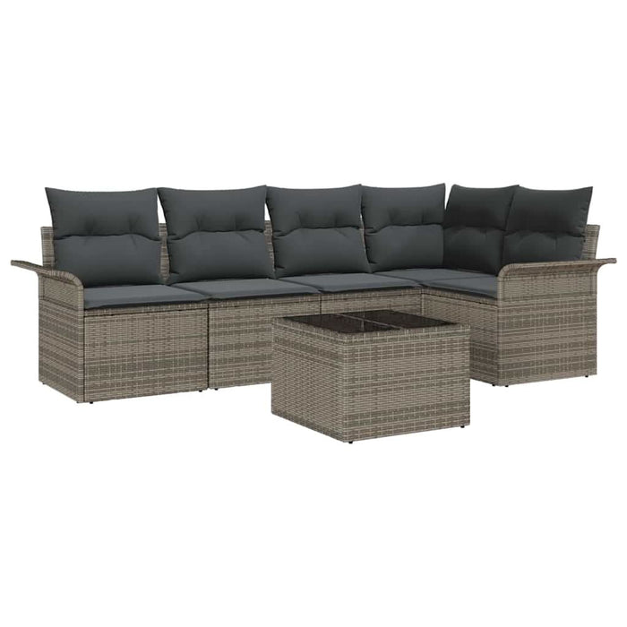 Set de canapele pentru grădină cu pernă 6 pcs Gri Rattan poli - WALTI WALTI