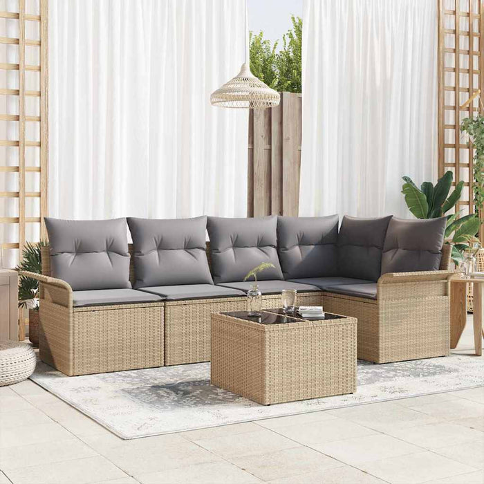 Set de canapele pentru grădină cu pernă 6 pcs Bej Rattan poli - WALTI WALTI