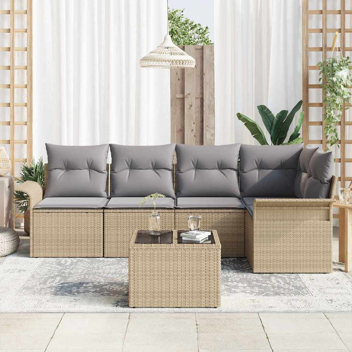 Set de canapele pentru grădină cu pernă 6 pcs Bej Rattan poli - WALTI WALTI