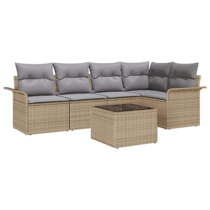Set de canapele pentru grădină cu pernă 6 pcs Bej Rattan poli - WALTI WALTI