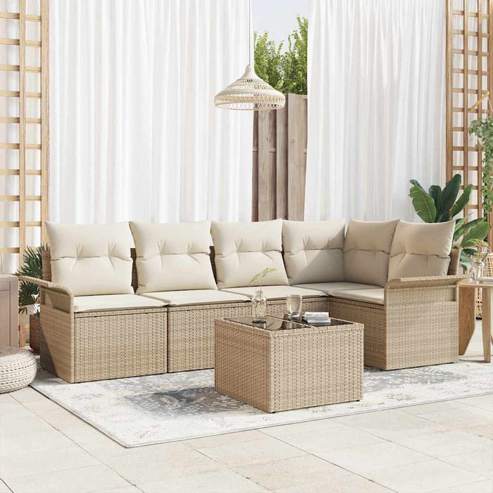 Set de canapele pentru grădină cu pernă 6 pcs Bej Rattan poli - WALTI WALTI