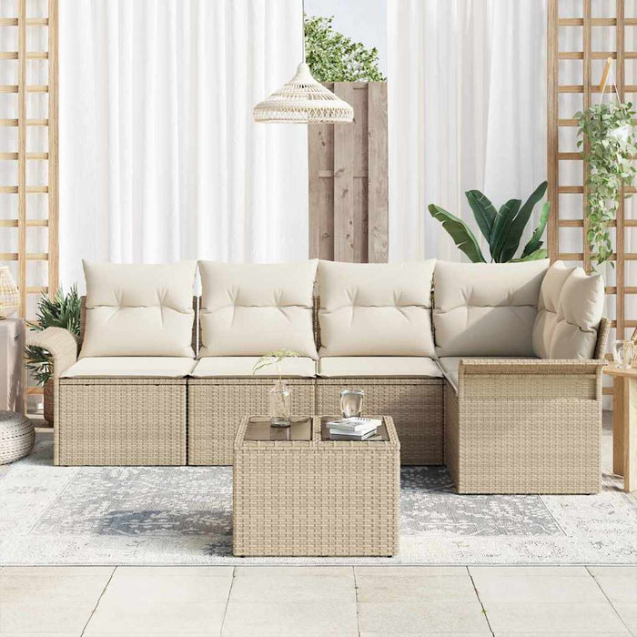 Set de canapele pentru grădină cu pernă 6 pcs Bej Rattan poli - WALTI WALTI