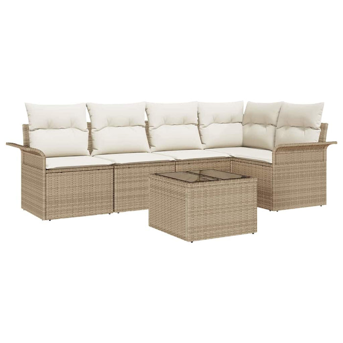 Set de canapele pentru grădină cu pernă 6 pcs Bej Rattan poli - WALTI WALTI