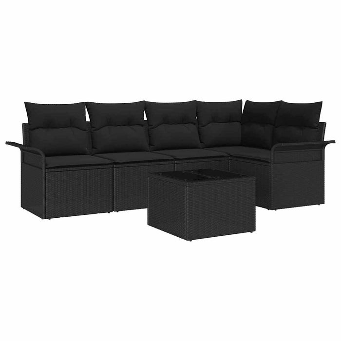 Set de canapele pentru grădină cu pernă 6 pcs Negru Rattan poli - WALTI WALTI