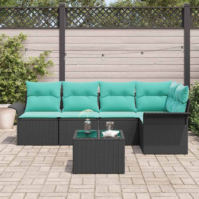 Set de canapele pentru grădină 6 pcs Negru poliratan - WALTI WALTI