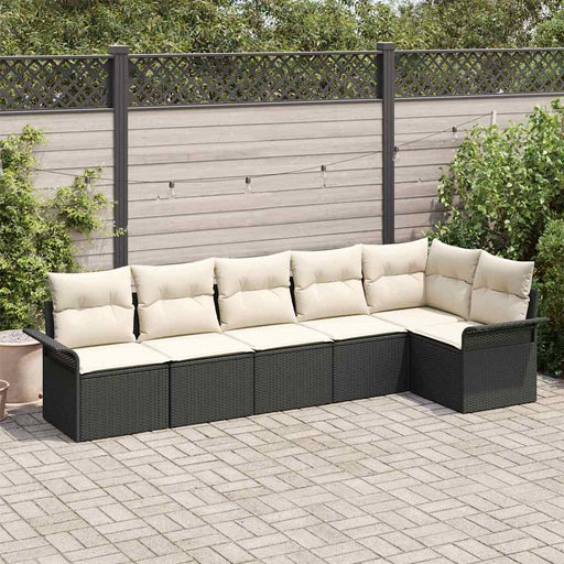 Set de canapele pentru grădină cu pernă 6 pcs Negru Rattan poli - WALTI WALTI