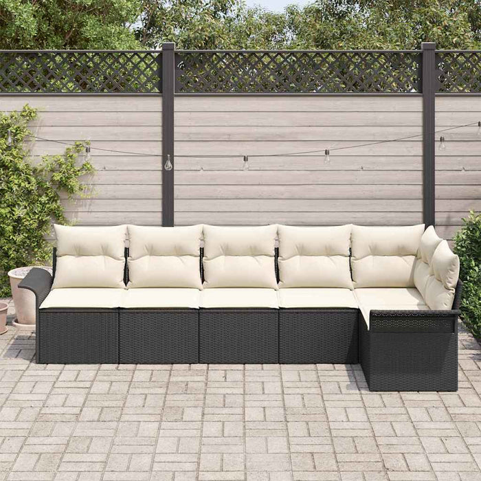 Set de canapele pentru grădină cu pernă 6 pcs Negru Rattan poli - WALTI WALTI