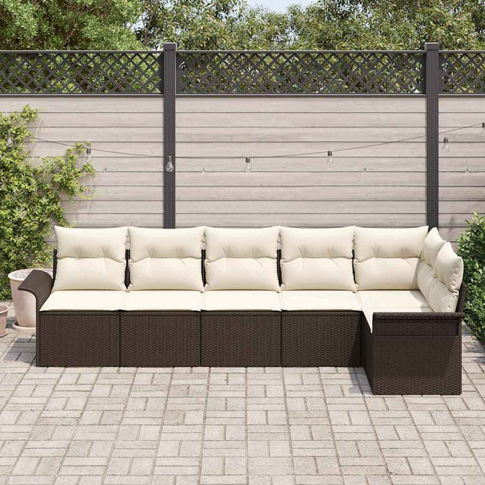 Set de canapele pentru grădină cu pernă 6 pcs Maro Rattan poli - WALTI WALTI
