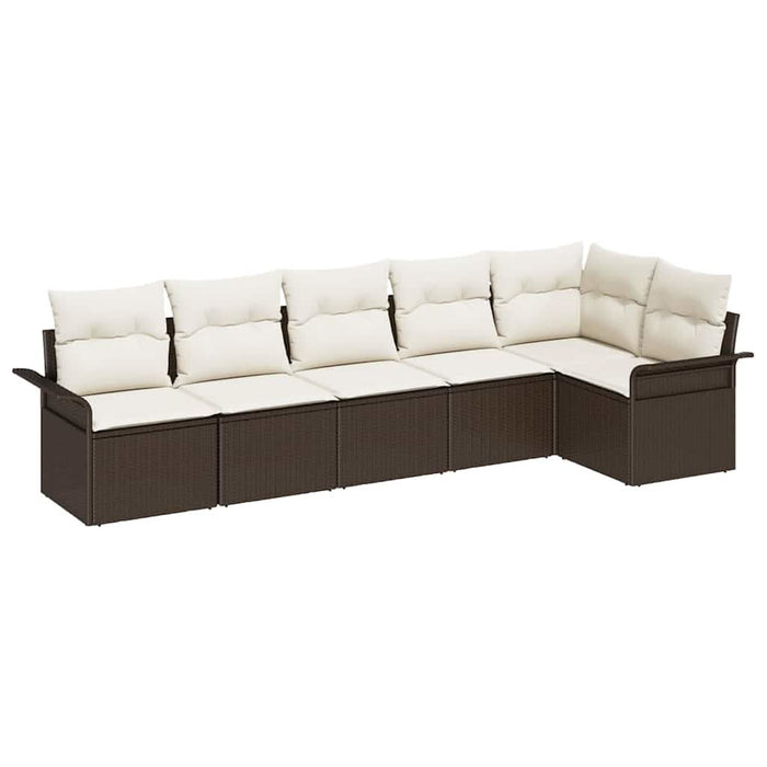 Set de canapele pentru grădină cu pernă 6 pcs Maro Rattan poli - WALTI WALTI