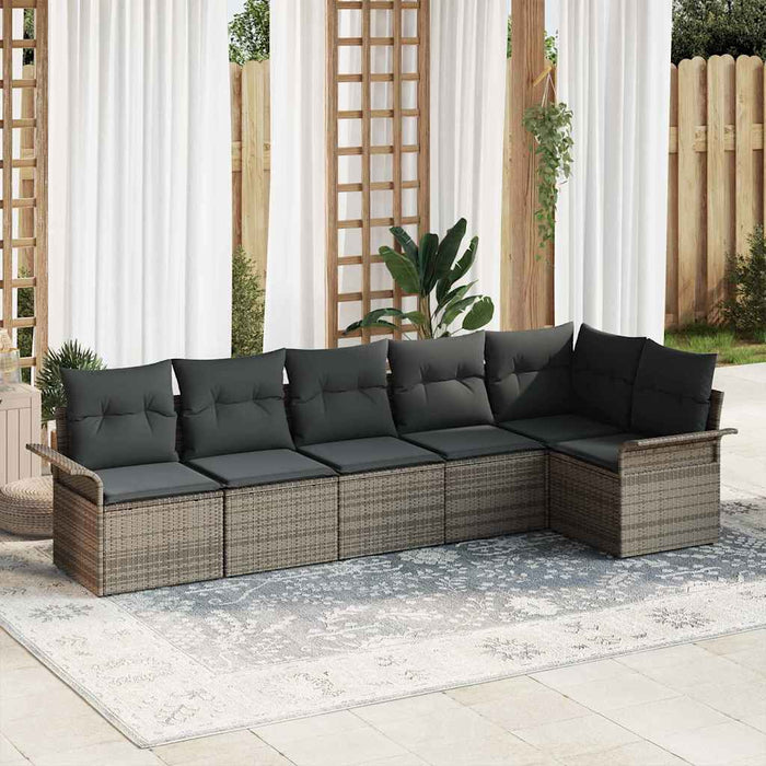 Set de canapele pentru grădină cu pernă 6 pcs Gri Rattan poli - WALTI WALTI
