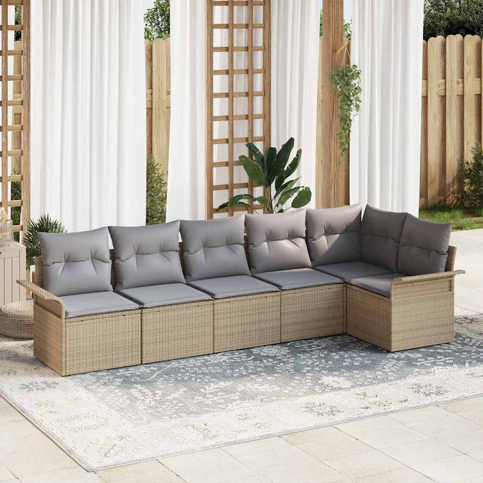 Set de canapele pentru grădină cu pernă 6 pcs Bej Rattan poli - WALTI WALTI