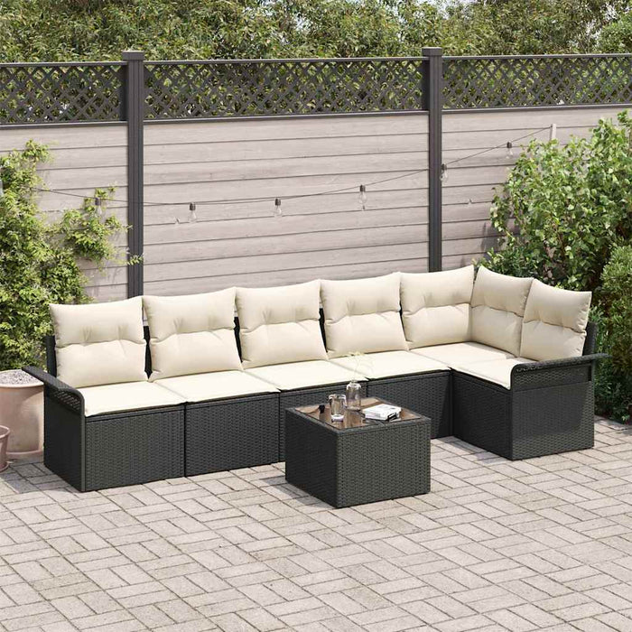 Set de canapele pentru grădină cu pernă 7 pcs Negru Rattan poli - WALTI WALTI