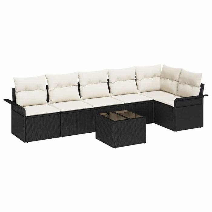Set de canapele pentru grădină cu pernă 7 pcs Negru Rattan poli - WALTI WALTI