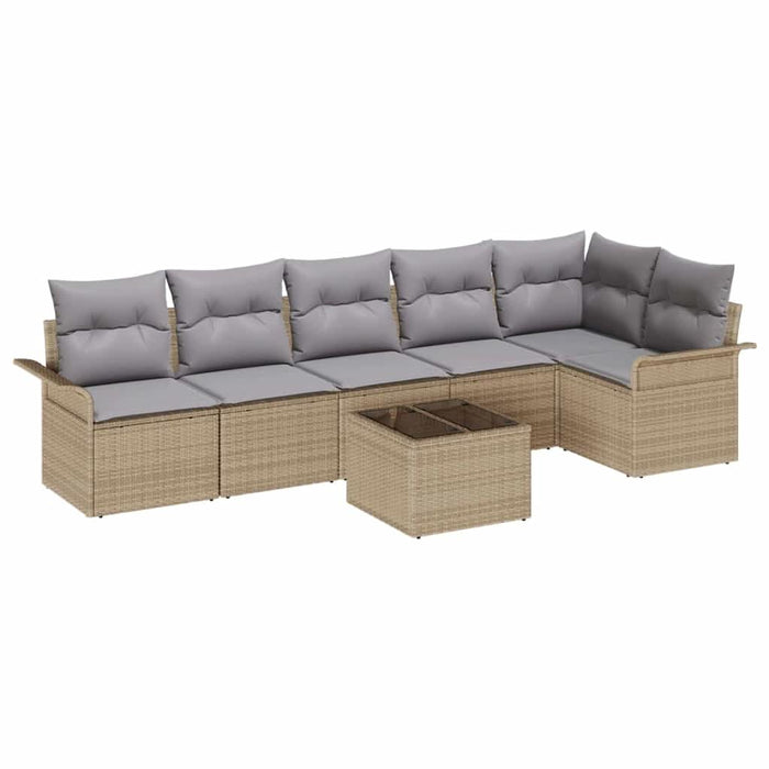 Set de canapele pentru grădină cu pernă 7 pcs Bej Rattan poli - WALTI WALTI