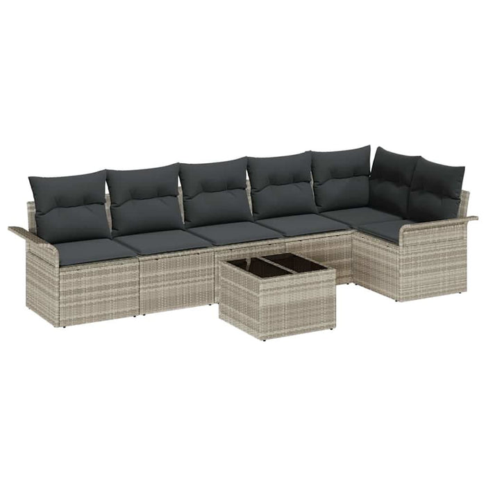 Set de canapele pentru grădină 7 pcs Gri deschis Rattan poli - WALTI WALTI