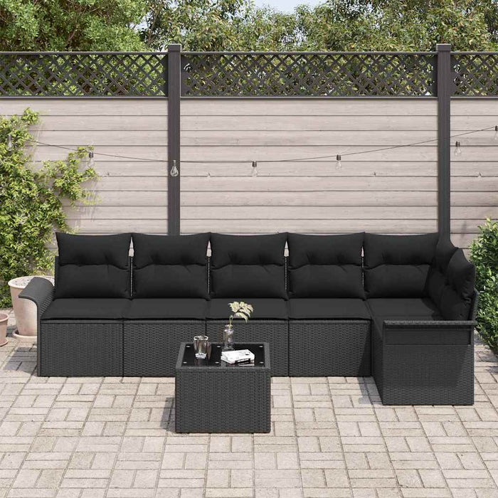 Set de canapele pentru grădină cu pernă 7 pcs Negru Rattan poli - WALTI WALTI