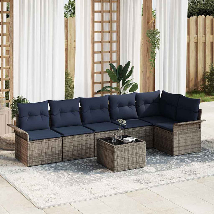 Set de canapele pentru grădină 7 pcs Gri poliratan - WALTI WALTI