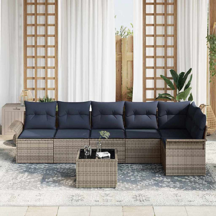 Set de canapele pentru grădină 7 pcs Gri poliratan - WALTI WALTI
