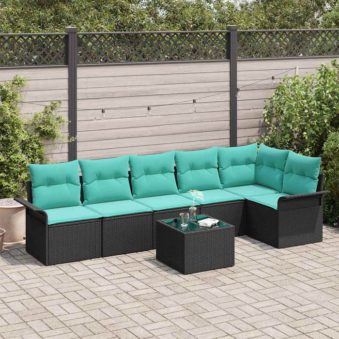 Set de canapele pentru grădină cu pernă 7 pcs Negru Rattan poli - WALTI WALTI