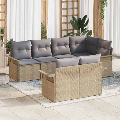 Set de canapele pentru grădină cu pernă 7 pcs Bej Rattan poli - WALTI WALTI