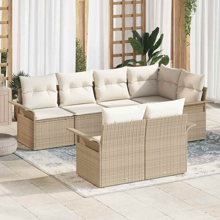 Set de canapele pentru grădină cu pernă 7 pcs Bej Rattan poli - WALTI WALTI