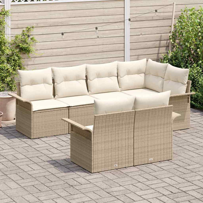 Set de canapele pentru grădină cu pernă 7 pcs Bej Rattan poli - WALTI WALTI