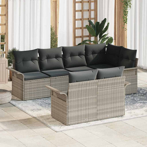 Set de canapele pentru grădină 7 pcs Gri deschis Rattan poli - WALTI WALTI