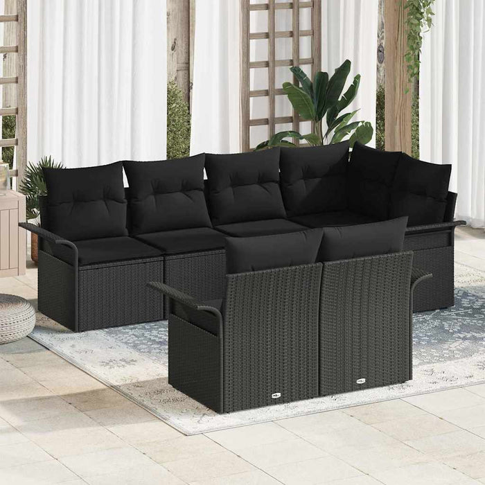 Set de canapele pentru grădină cu pernă 7 pcs Negru Rattan poli - WALTI WALTI