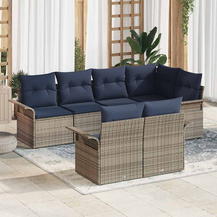 Set de canapele pentru grădină cu pernă 7 pcs Gri Rattan poli - WALTI WALTI