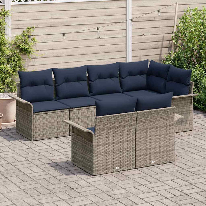Set de canapele pentru grădină cu pernă 7 pcs Gri Rattan poli - WALTI WALTI