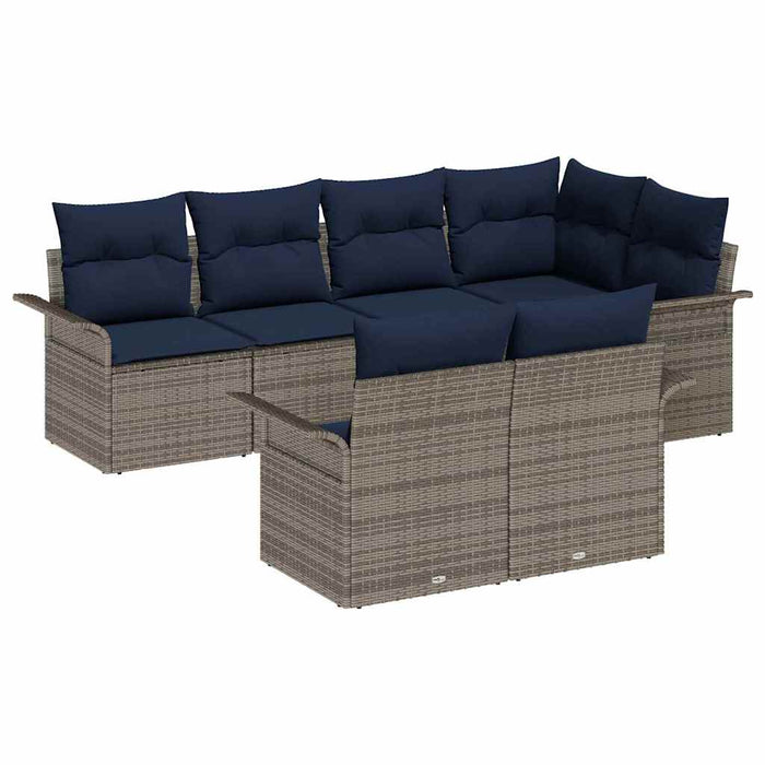 Set de canapele pentru grădină cu pernă 7 pcs Gri Rattan poli - WALTI WALTI