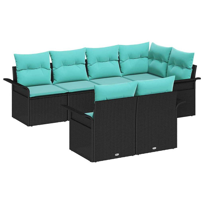 Set de canapele pentru grădină cu pernă 7 pcs Negru Rattan poli - WALTI WALTI