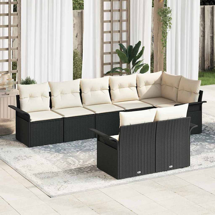 Set de canapele pentru grădină cu pernă 8 pcs Negru Rattan poli - WALTI WALTI